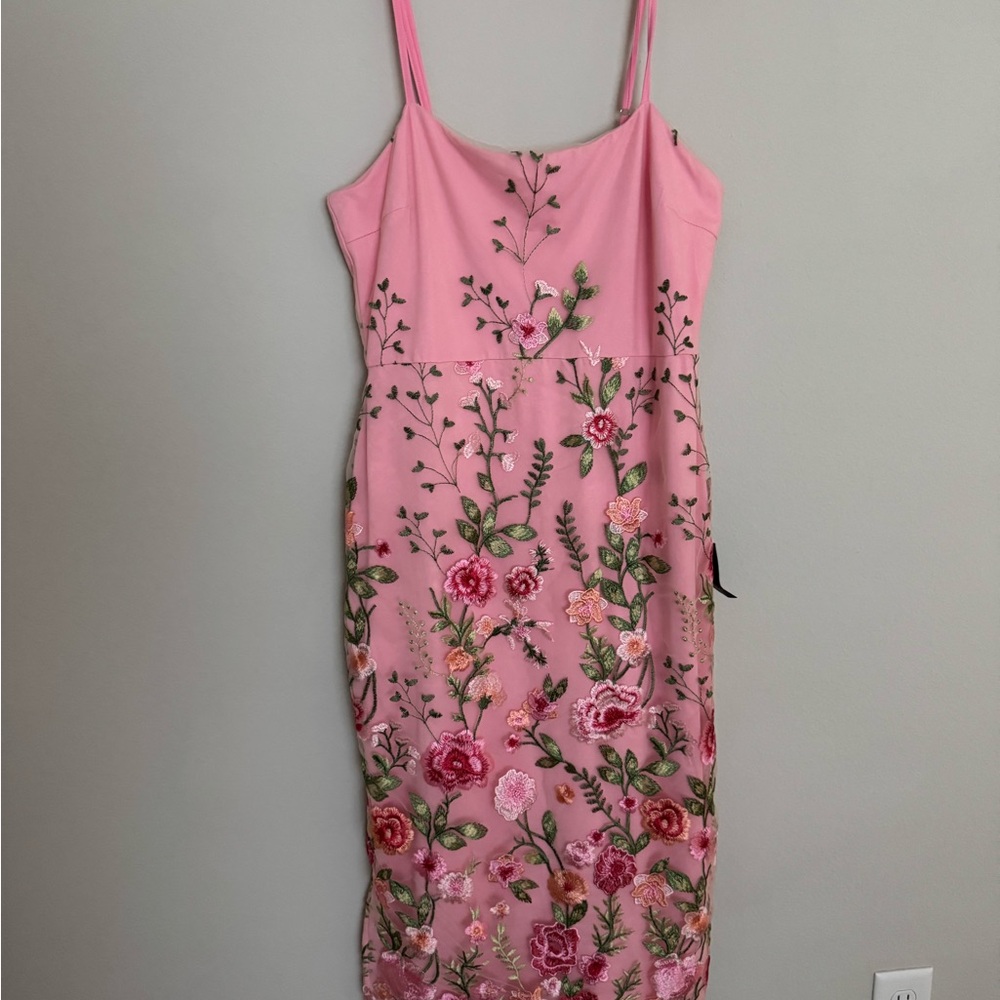 Lulu's Pink Floral Embroidered Dress